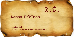 Kossa Dénes névjegykártya